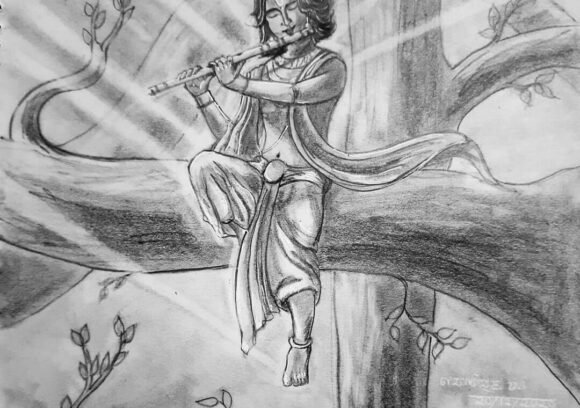 Discover more than 73 abstract krishna pencil sketch best - seven.edu.vn